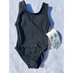 Body Wrappers Girls Black Tank Leotard Size 4-6 NWT Vintage Made USA
